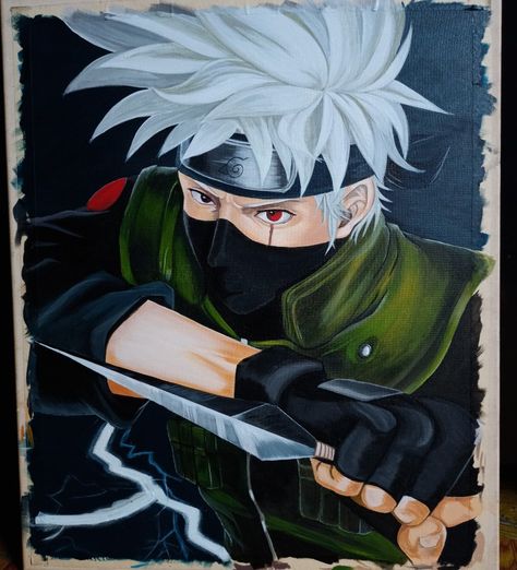 Kakashi Painting, Craft Stick Projects, Stick Projects, Anime Face Drawing, Anime Face, Canvas Drawing, Wall Designs, Kakashi Hatake, Small Canvas