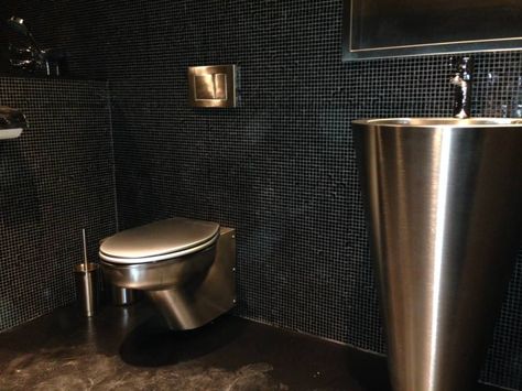 Modern Toilets, Jim Gaffigan, Stainless Steel Toilet, Wc Design, Modern Toilet, Toilet Seats, Stainless Steel Cleaning, Stainless Steal, Stainless Steel Sinks