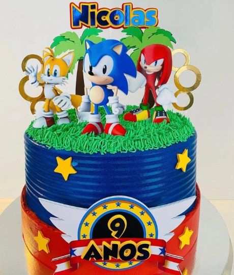 Super Sonic Cake, Pastel Sonic, Super Sonic The Hedgehog, Sonic Cake Topper, Topper Sonic, Sonic Birthday Cake, Sonic The Hedgehog Cake, Bolo Sonic, Sonic Cake