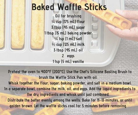 Baked Waffle Sticks, Waffle Stick Pan Recipes, Pampered Chef Waffle Sticks Recipe, Pampered Chef Waffle Stick Pan Recipes, Waffle Sticks Pampered Chef, Pampered Chef Donut Hole Recipes, Pampered Chef Waffle Stick Pan, Waffle Sticks Recipe, Pampered Chef Egg Cooker