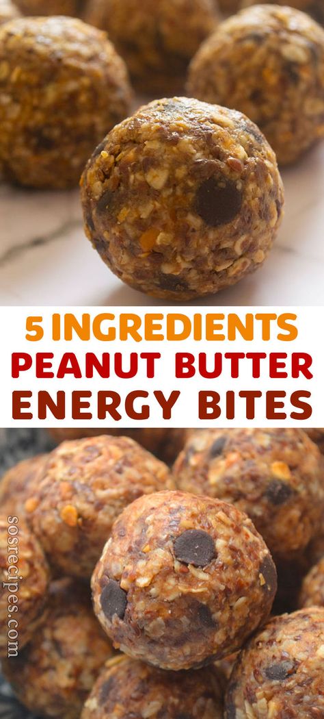 No Bake 5 Ingredients Peanut Butter Energy Bites (Balls) are loaded with old-fashioned oats, flax seeds, and peanut butter. These Energy Balls are a healthy protein-packed snack! Peanut Butter Energy Balls Flaxseed, Peanut Butter Protein Balls With Flax Seed, Energy Bites With Flax Seed, Protein Balls Flax Seed, Protein Balls With Flax Seed, Energy Balls With Flax Seed, Flax Seed Protein Balls, Protein Energy Balls, Protein Balls Healthy