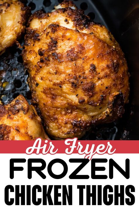 Who knew frozen chicken thighs could taste so good? With our air fryer recipe, you'll turn those frozen thighs into a crispy, flavorful delight in no time. It's the perfect healthy dinner solution for your busy lifestyle. Say goodbye to bland, boring chicken dinners and hello to this crispy, juicy favorite! Frozen Chicken Crockpot, Buttermilk Chicken Tenders, Air Fryer Chicken Thighs, Crispy Chicken Thighs, Reheat Chicken, Air Fryer Chicken Tenders, Chicken Thighs Recipe, Homemade Buffalo Sauce, Cooking Frozen Chicken