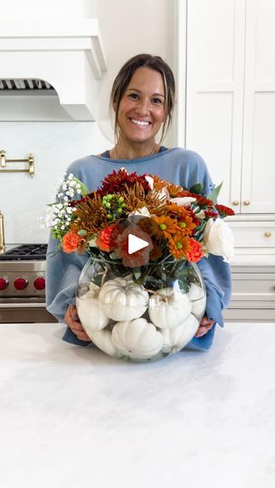 1.9M views · 116K reactions | 🍂Fall Pumpkin Floral Arrangement🍂 comment SHOP for details to be sent straight to your inbox! I love how this one turned out! So easy to create and makes such a statement! Would be so cute for your Thanksgiving tablescape or just to have on your kitchen island as a centerpiece during the fall season!
•
•
•
#fallcenterpiece #thanksgivingdecor #falldecor #falldiydecor #diydecoration #fallkitchen #easydiydecor #cozyhome #fall #fallvibes #falldecorideas #seasonaldecor #ltkseasonal #ltkhome | Ashley Savage | Creator | Atlanta, GA Thanksgiving Floral Tablescape, Diy Floral Centerpieces, Fall Floral Centerpieces, Pumpkin Floral Arrangements, Thanksgiving Tablescape, Easy Diy Decor, Pumpkin Flower, Pumpkin Centerpieces, Thanksgiving Tablescapes