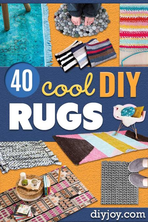 DIY Rugs - Ideas for An Easy Handmade Rug for Living Room, Bedroom, Kitchen Mat and Cheap Area Rugs You Can Make - Stencil Art Tutorial, Painting Tips, Fabric, Yarn, Old Denim Jeans, Rope, Tshirt, Pom Pom, Fur, Crochet, Woven and Outdoor Projects - Large and Small Carpet Diy Round Rug, Diy Wool Rug, Rug Diy Handmade, Diy Rugs Easy Large Living Room, Diy Runner Rug, Yarn Rug Diy, Diy Pompom Rug, Diy Rugs Easy Large, Throw Carpets