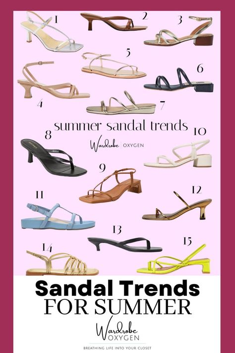 Sandal Trends for Summer. If you're looking for dressier summer shoes to wear for a special occasion or just to jazz up your white jeans and linen wide-leg trousers, the square-toe kitten-heel sandal is a great choice. Low enough of a heel for comfort, and space for all toes to wiggle, this is a shoe that is trendy but wearable too. Trends Summer 2024, Classic Fashion Looks, Classic Fashion Pieces, Summer Shoes Trends, Classic Outfits For Women, Denim Street Style, Yellow Clothes, Colour Trends, Summer Shoe