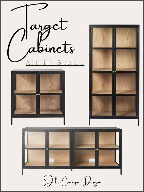 Julie Ciampa Design, Decorative Cabinets Living Room, Black Cabinet Living Room, Glass Buffet Cabinet, 2023 Furniture Trends, Display Cabinet Dining Room, Glass Cabinet Living Room, Diy Glass Cabinet, Living Room Cabinet Ideas