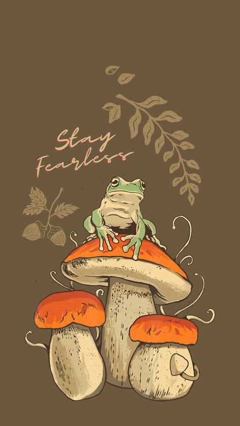 Mushrooms And Frogs Aesthetic, Fall Frog Wallpaper, Mantar Wallpaper, Frog And Mushroom Wallpaper, Mushroom Frog Wallpaper, Frog Lockscreen, Frog Wallpaper Aesthetic, Frogs And Mushrooms, Wallpaper Mushroom