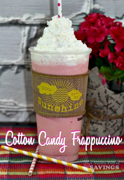 Cotton Candy Frappuccino | Copycat Starbucks Recipe Copycat Dutch Bros, Cotton Candy Smoothie, Starbucks Frapp, Cotton Candy Frappuccino, Frozen Drink Recipes, Kid Friendly Drinks, Frozen Cocktail Recipes, Frappuccino Recipe, Copycat Starbucks