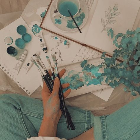 Aquamarine Aesthetic Color, Soft Turquoise Aesthetic, Turquoise Aesthetic, Best Food Ideas, Teal Art, Colorful Aesthetic, Artist Aesthetic, Life Is Too Short, Mint Blue