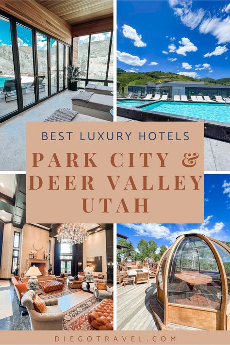 Plan the perfect mountain town vacation in the US to Park City Utah with this list of luxury hotels in Park City Utah. Find the best Park City Utah hotels lodges and resorts in Deer Valley Utah | waldorf astoria park city utah | goldener hirsch hotel | goldener hirsch deer valley | lodge at blue sky utah | stein eriksen lodge deer valley | montage deer valley resort | deer valley utah summer | best park city hotels | best hotels in park city | hotel park city utah | park city utah summer hotels Park City Utah Summer, Winter In Park City Utah, Deer Valley Resort Utah, Deer Valley Utah, Utah Resorts, Park City Utah Skiing, Utah Ski Resorts, Utah Summer, Deer Valley Resort