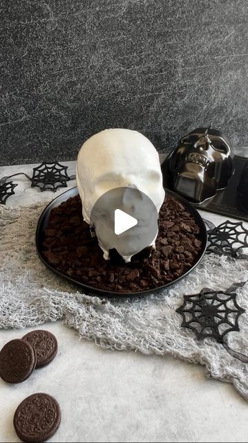 Nordic Ware on Instagram: "Welcome to our October Spooky Skull Series!💀We are bringing you scary good food inspiration for your Halloween festivities featuring our popular skull collection.

Starting it off, we have this Dark Chocolate Cookies and Cream 3D Skull Cake made in our Skull Cake Pan. This dark and delicious cookies and cream cake is an Oreo cookie lover’s DREAM with it’s rich black chocolate base, nostalgic buttercream filling, and milky white glaze that is poured over the top to create an extra spooky centerpiece for your Halloween dessert table! This recipe is so good, it’s SCARY! 👻 Get full recipe on our website, linked in bio! 

#oreo #oreocake #cookiesandcream #3dcake #skullcake #fallbaking #halloween #halloweendessert #spookycake #nordicware" Skull Cake Pan, Halloween Dessert Table, Scary Cakes, Spooky Cake, Skull Cake, Skull Collection, Cookies And Cream Cake, Halloween Dessert, Dark Chocolate Cookies