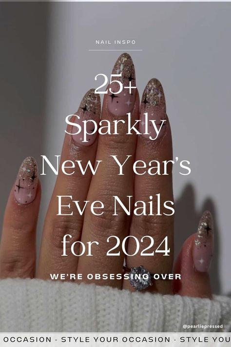 25+ Classy New Year’s Eve Nails for 2025. Searching for classy New Year’s Eve nail ideas for 2025? I’ve got 25 stunning NYE nail designs to help you shine as you ring in the new year. From sparkle, glitter, black, gold, or silver designs, to almond, coffin, short, and square shapes, you’ll find the perfect classy and simple nails. Sparkly nails, holiday nails, party nails. Gel Manicure Short Nails Nye, Nail Ideas Classy Almond, Glitter Tip Gel Nails, Nails That Go With Everything Ideas, New Years Eve Nail Designs Sparkle Gold, Black Gold Sparkle Nails, New Years Nails Champagne Glasses, Nails Acrylic For New Years, Short Nails Ideas Glitter Sparkle