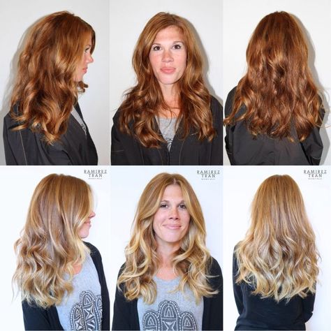 Transition Red To Blonde Hair, Light Brown To Red Hair Before And After, Brunette To Red Hair Before And After, Red To Blonde Hair Before And After, Red To Blonde Hair, Blonde To Red Hair Before And After, Blonde Transformation, Auburn Ombre, Straight Brunette Hair