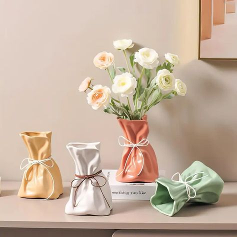 Paper Bag Vase, Paper Bag Flowers, Bag Vase, Geometric Vases, Cylinder Vase, Mini Vase, Vase Set, Ceramic Vases, Small Vase