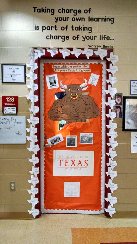 Texas Longhorn college door career readiness Door Decorations College, Career Readiness, University Of Texas, Texas Longhorns, Future Classroom, Career, Door Decorations, Texas, Frame