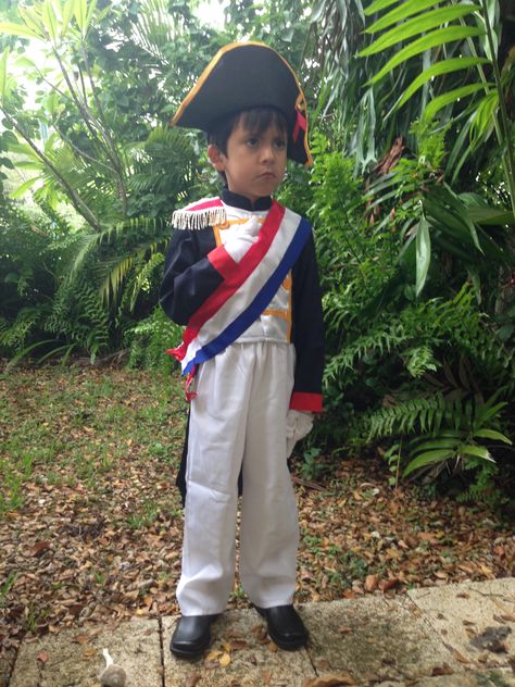 Napoleon Bonaparte inspired Costume. Bought a stander general costume added a flag, red trim, white gloves and trimmed the hat. Napoleon Hat Diy, Napoleon Costume, Napoleon Hat, French Classroom, Napoleon Bonaparte, A Flag, Diy Hat, Diy Valentines Gifts, White Gloves