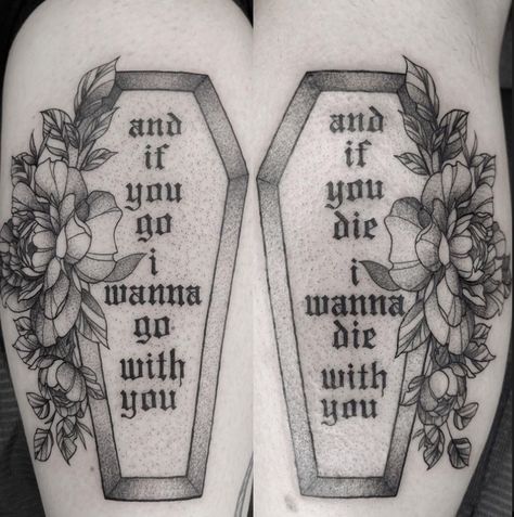 Witchy Leg Tattoos, Tattoos For Gamers, Tattoo Ideas For Couples Unique, Couple Tattoo Simple, Coffin Tattoo Design, Unique Couple Tattoos, Coffin Tattoo, Wife Tattoo, Matching Friend Tattoos