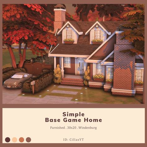 Sims 4 Legacy Starter House, Sims 4 One Level House, Sims 4 World Rebuild Ideas, Sims 4 Loft House Base Game, Sims Base Game House Ideas, Sims 4 Inspo Base Game, Base Game Home Sims 4, Sims 4 Starter Home Small Houses, Sims 4 Bungalow House