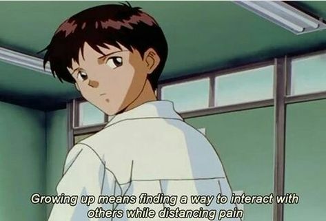 Image discovered by ω೦ʟʟƴ. Find images and videos about quotes, aesthetic and anime on We Heart It - the app to get lost in what you love. Evangelion Shinji, Shinji Ikari, Animation Quotes, Neon Evangelion, Retro Anime, Quotes Aesthetic, Old Anime, Cartoon Quotes, Genesis Evangelion