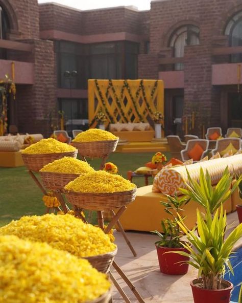 Haldi Ceremony Colour Palette, Outdoor Haldi Decor Ideas, Men Haldi Decoration, Haldi Tree Decoration, Low Budget Haldi Decoration, Traditional Haldi Decor, Modern Haldi Decor, Pool Haldi Decor, Haldi Decoration Ideas Outdoor