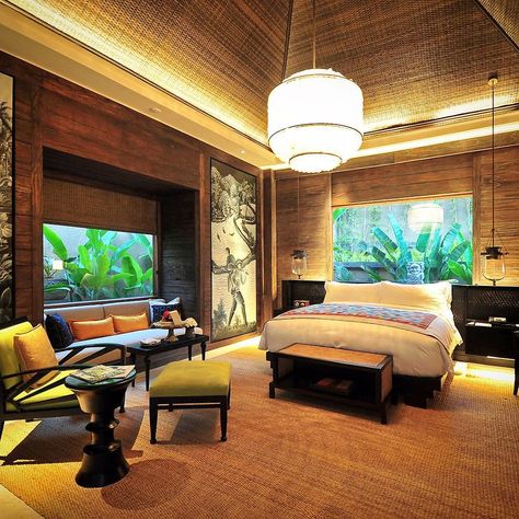 Our bedroom at the Mandapa a Ritz-Carlton Reserve resort in Ubud Bali. Photo  TravelPlusStyle.com  #Ubud #Hotel #Bali #Resort #Asia #holiday #vacation #Indonesia #travel #nofilter #luxury #balinese #interiordesign #lxuryhotel #RitzCarlton #Mandapa #sparesort #MandapaReserve #RitzCarltonMandapa #RitzCarltonReserve #island #Bali #bedroom #TravelPhoto #TravelStyle #luxurytravel #wanderlust #instatravel #travelgram #villa #RCReserve by travelplusstyle Balinese Interior, Hotel Bali, Balinese Decor, Holiday Bedroom, Resort Interior, Bali Hotels, Ubud Bali, Bedroom Hotel, Luxury Accommodation