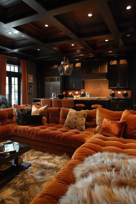 29 Warm Home Aesthetic Ideas to Add Charm and Warmth 6 Rich Cozy Aesthetic, Rich Tones Living Room, Velvet Lounge Room, Cozy Velvet Sofa, Velvet Sofas Ideas Living Room, Luxury Boho Living Room, Huff Haus, Dark Home Decor Cozy Living, Comfy Living Room Ideas Warm Colors