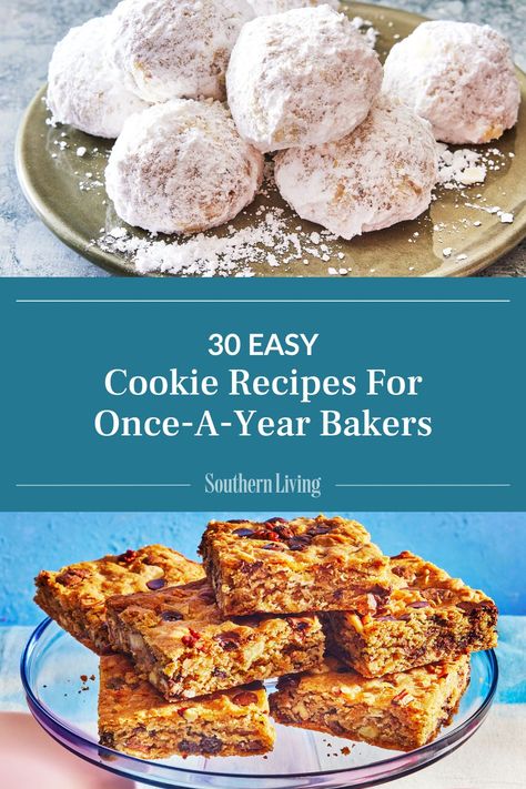 Add these easy cookie recipes to your recipe tin, and you'll be ready for whatever the year throws your way. Looming bake sales and kids' birthday parties have been known to strike fear in the hearts of novice bakers everywhere. This time, don't let the next batch-baking opportunity catch you off guard. Whether you're looking for a holiday recipe, a weeknight treat, or a party-ready cookie, these recipes will give you all the flavor and texture you're looking for with none of the fussiness of more complicated recipes. Dig in—you deserve a sweet treat after coming out of kitchen retirement. #cookierecipes #easyrecipes #bakesalerecipes #recipeideas #recipes #southernliving Big Batch Cookie Recipes, Cookie Bucket, Forgotten Cookies Recipe, Peanut Butter Cornflake Cookies, Persimmon Cookies, Forgotten Cookies, Batch Baking, Peanut Butter Kiss Cookies, Complicated Recipes