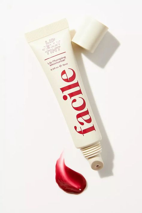 Facile Lip Jelly Tint | Anthropologie Red Tint Lip Gloss, Brand Mockup, Jelly Tint, Red Lip Gloss, Lip Jelly, Lip Tints, Cherry Lips, Berry Lips, Body Hygiene