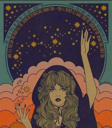 Audrey Herbertson, Teal Poster, 60s Art, Silver Springs, Witch Art, Witch Aesthetic, Hippie Art, Silver Spring, Stevie Nicks