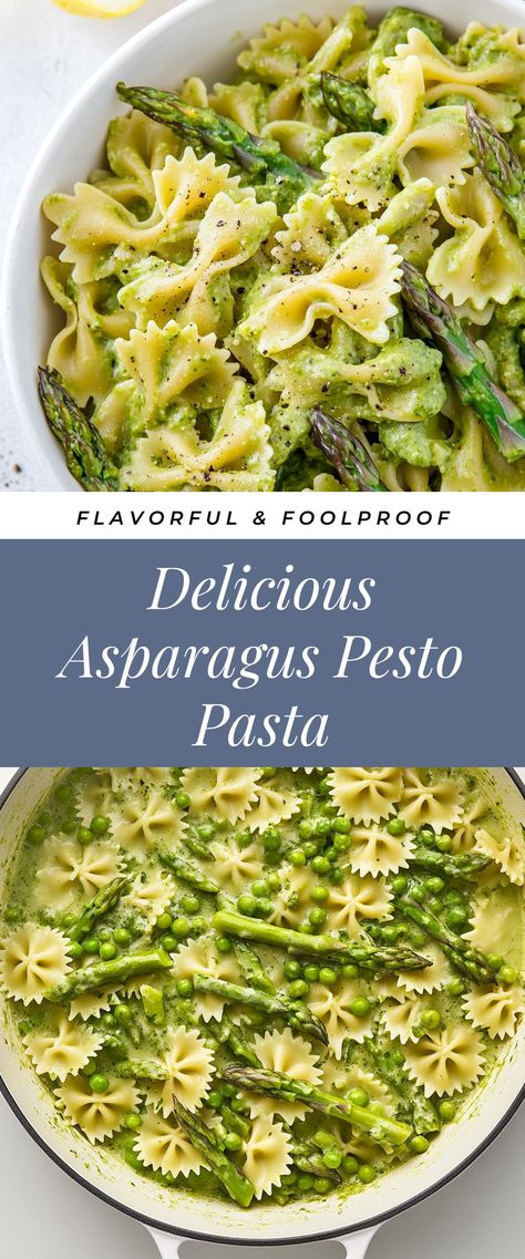 Image for Delicious Asparagus Pesto Pasta Asparagus And Pasta Recipes, Pasta With Pesto Recipes, Pesto Side Dish, Asparagus Tomato Pasta, Pesto Meals, Dinner With Asparagus, Quick Asparagus, Asparagus Pesto Pasta, Chicken Asparagus Pasta