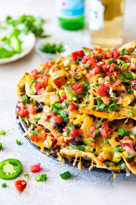 Fully Loaded Nachos | Real Food by Dad Loaded Nachos Recipe, Pizza Nachos, Nachos Recipe Beef, Mexican Nachos, Beef Nachos, Homemade Nachos, Nachos Recipe Easy, Homemade Salsa Recipe, Mexican Salsa