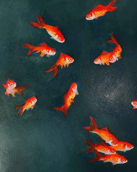 Goldfish Collection — noelle holler Goldfish Painting, Goldfish Art, Fish Illustration, Goldfish, Koi, Art Painting, Sketch, Mural, Paintings