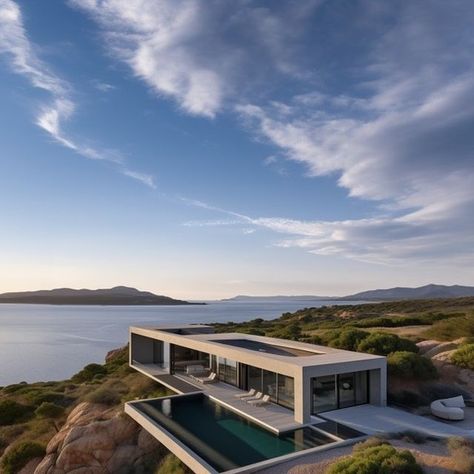 Overlooking the sea of Sardinia. A splendid dream house Italian Mansion, Mansions Luxury, Sardinia, Architecture And Design, Italian Design, Luxury Lifestyle, Mansion, The Sea, Dream House