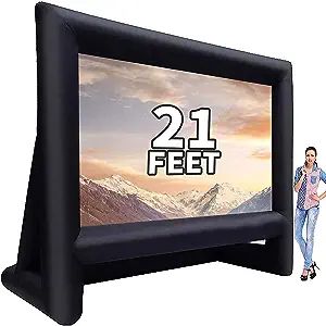 GYUEM 21 feet Inflatable Outdoor Projector Movie Screen - Blow Up Screen for TV & Movies with Blower Portable Projection Screen for Home Theater Outdoor Indoor Support Front & Rear Projection Projector Movie, Outdoor Projector Screen, Inflatable Movie Screen, Backyard Pool Parties, Portable Projector Screen, Outdoor Movie Screen, Rear Projection, Backyard Movie Nights, Outdoor Projector