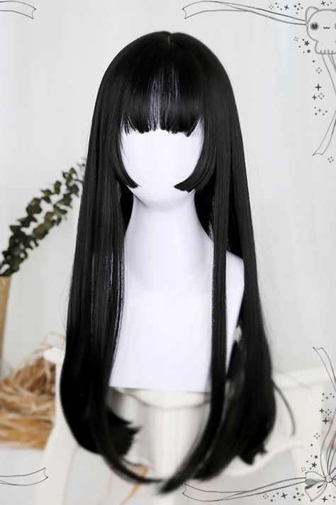 SKU: LIN00249 Fabric:High Temperature Wire Style types: Classic Lolita Season: Spring, Summer, Autumn, Winter Notice: Any of the accessory is not included. Wig Length: 60-65CM. Black Hair Wig, High Pigtails, Hime Cut, Long Hair Cut Short, Style Types, Affordable Wigs, Long Hair Wigs, Classic Lolita, Short Hair Wigs