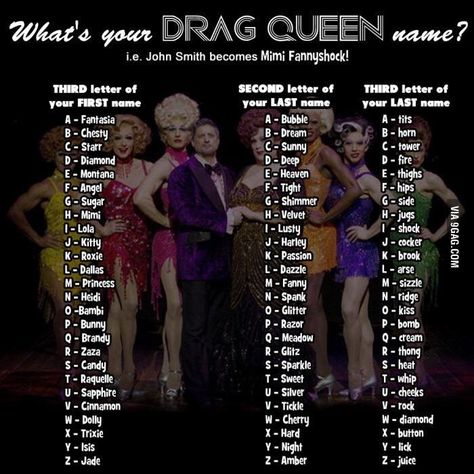 Queen Names, Drag Queen Names, Sunny D, Race Party, John Smith, Name Ideas, Rupaul, Drag Race, Book Decor