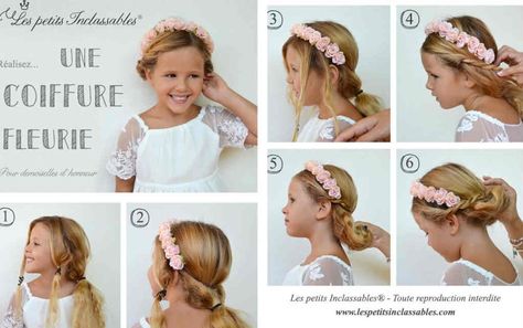 48 Simply Stunning First Communion Hairstyles for Girls First Communion Hairstyles, Communion Hairstyles, Flower Headdress, Wedding Hairstyles Tutorial, Simple Prom Hair, Dance Hairstyles, Flower Girl Hairstyles, Wedding Hair Flowers, Curly Girl Hairstyles