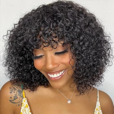 Short Curly Bob Wigs 2x1 Human Hair Wig Bangs - Temu Curly Short Wig, Kręcony Bob, Pixie Bob Cut, Bang Wigs, Bob Pendek, Human Hair Wigs With Bangs, Kort Bob, Short Pixie Bob, Color Rubio