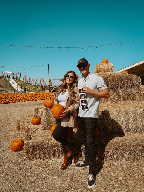 Baby announcement fall pumpkin patch Pregnancy Announcement With Pumpkins, Pumpkin Announcement Pregnancy, Pregnancy Announcement Fall Outfits, Pregnant Pumpkin Patch Photos, Pumpkin Baby Announcement With Sibling, Baby Announcement Pumpkin Patch, Pregnancy Announcement Pumpkin, Cute Fall Pregnancy Announcements, Fall Maternity Photoshoot Pumpkin Patch