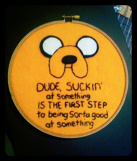 Jake the dog. embroidery hoop. Adventure time  Felt crafts Irreverent Embroidery, Adventure Time Embroidery, Diy Embroidery Machine, Adventure Time Crafts, Adveture Time, Jake The Dog, Geeky Craft, Dog Embroidery, Geek Crafts