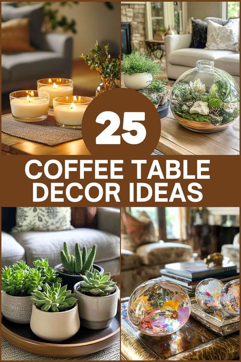 Looking to make your coffee table stand out? These 25 decor ideas add a stylish touch that will elevate your living room instantly. From candles to art books, find inspiration to create a cozy, welcoming space. #CoffeeTableDecor #HomeDecorIdeas #LivingRoomStyle #InteriorDesignTips #TableStyling Center Coffee Table Decor, End Table Placement Living Rooms, Styling Coffee Table Decorating Ideas, Coffee Table Scapes, Round Coffee Table Centerpiece Ideas, How To Decorate A Coffee Table, How To Style A Coffee Table, Coffe Table Arrangment, How To Style Coffee Table