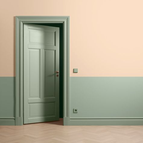 Hallway Wall Colors, Half Painted Walls, Two Tone Walls, Hall Painting, Hallway Paint, Wall Color Combination, Colour Matching, Wood Paint, Room Color Schemes