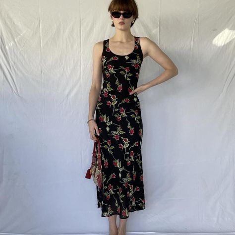 Thrift Manifestation, 90s Witch, Thrift Manifest, Future Style, Romantic Roses, Rose Print, Printed Maxi, Black Rose, Printed Maxi Dress