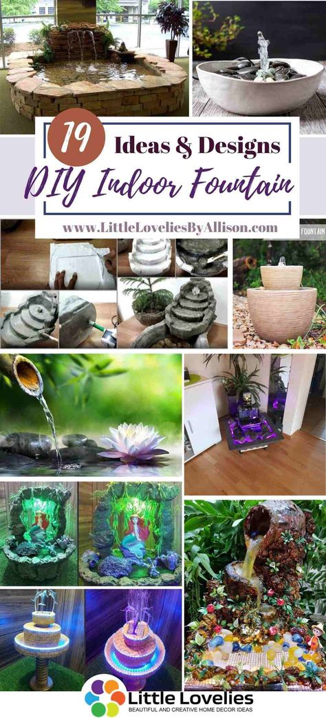 Diy Fountain Ideas Indoor, Diy Indoor Water Fountain Ideas, Diy Patio Water Feature, Diy Indoor Fountain, Diy Water Fountain Indoor, Small Fountain Ideas Indoor, Mini Water Fountain Indoor, Diy Mini Water Fountain, Diy Table Fountain