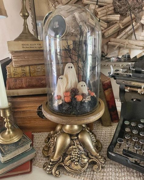 Mel 🌸 (@thetelltalefour) • Instagram photos and videos Ghost Family, Vintage Ghost, Creepy Decor, Foam Pumpkins, Halloween Lovers, Brass Lamp, Lamp Base, Lamp Bases, Antique Brass