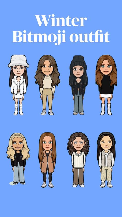 #bitmojioutfitinspo#winteroutfit #aesthetic#outfitinspo#bitmoij Bitmoji Outfits Winter, Winter Bitmoji, Outfits Winter Aesthetic, Cute Snapchat Bitmoji Ideas, Snapchat Avatar, Create Avatar, Bff Matching Outfits, Bitmoji Outfits, Bff Matching