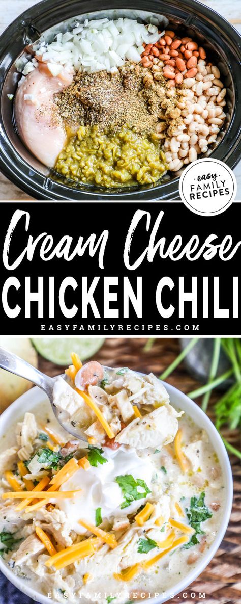 Chicken Chili Crock Pot, Chili Crock Pot, White Chicken Chili Recipe Crockpot, Winning Chili Recipes, Award Winning Chili Recipe, Award Winning Chili, Cream Cheese Chicken Chili, White Chicken Chili Slow Cooker, Chicken Chili Crockpot