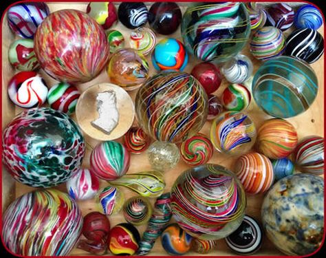 Vintage Marble Collection Antique Marbles, Vintage Marbles, Kaleidoscopes, Fly Reels, Marble Paper, Chihuly, Marble Art, Fly Rods, Pocket Knives