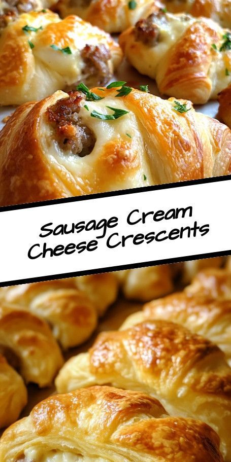 Sausage Cream Cheese Crescents Recipe | Easy & Irresistible Appetizers Delight your guests with these delicious Sausage Cream Cheese Crescents! Perfect for any party or as a savory snack, these flaky crescent rolls are filled with a creamy, cheesy sausage mixture. Quick to make and always a hit! Sausage Cream Cheese Crescents, Crescent Sausage Bites, Sausage Crescents, Sausage Crescent Rolls, Flakey Biscuits, Cream Cheese Puff Pastry, Sausage Cream Cheese, Snacks At Home, Christmas Breakfast Ideas