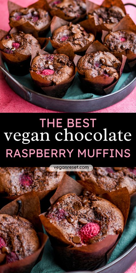 Raspberry Recipes Vegan, Raspberry Chocolate Recipes, Chocolate Raspberry Muffins, Reset Recipes, Healing Gut, Gf Muffins, Vegan Muffin, Cake Cravings, Vegan Breads